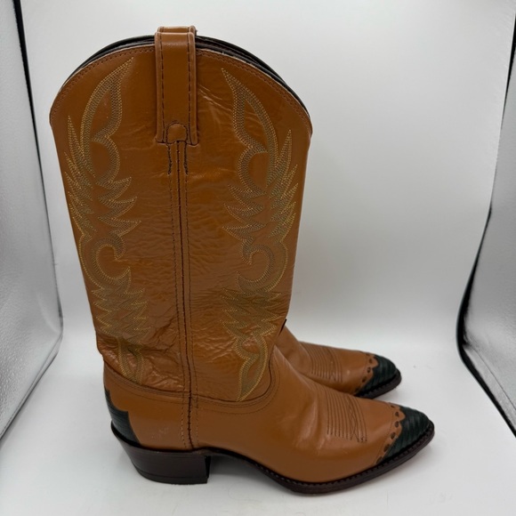 Vintage Dan Post Brown Leather Western Cowboy Boots USA Made size 10 M - Picture 3 of 8